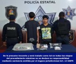 Detienen a dos individuos con réplica de arma, pasamontañas y caja de Oxxo