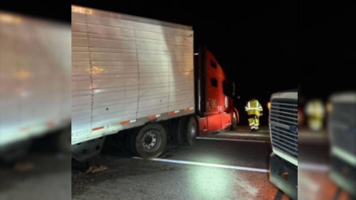 Tractor trailer crash, cause unknown