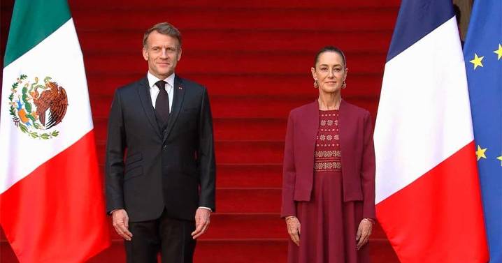 Claudia Sheinbaum recibe a Emmanuel Macron en Palacio Nacional
