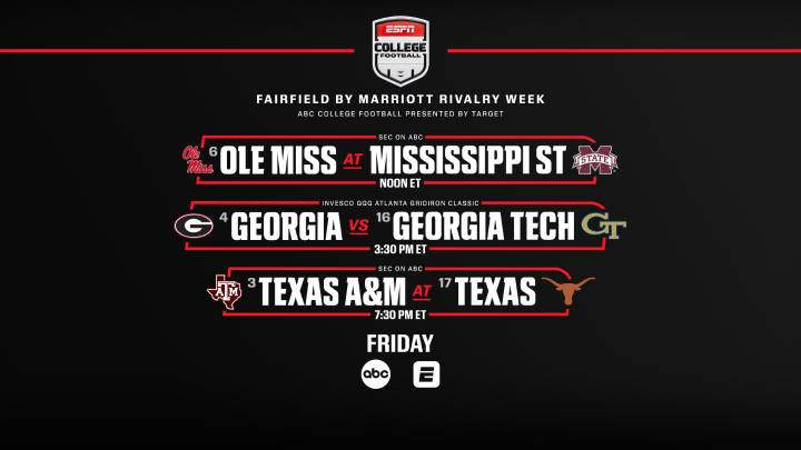 Bragging rights and rivalry records on the menu for epic Rivalry Week across ESPN networks this Thanksgiving