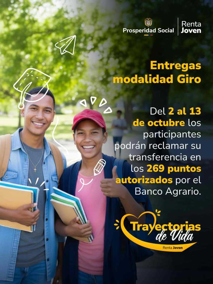Renta Joven: Nuevas fechas para la entrega de transferencias en modalidad giro