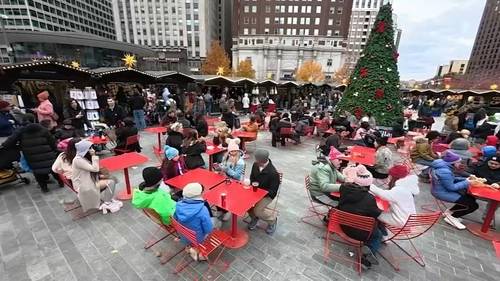 Families make memories at Christmas Village on Thanksgiving Day in Philadelphia