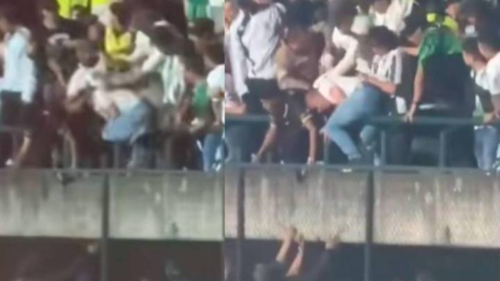 Otra vez Nacional vs. Junior marcado por violencia en las gradas: supuesto hincha del tiburón recibió golpiza en Ditaires