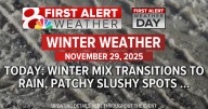 First Alert Weather Day: Patchy slushy spots possible this morning, wintry mix to transition to rain