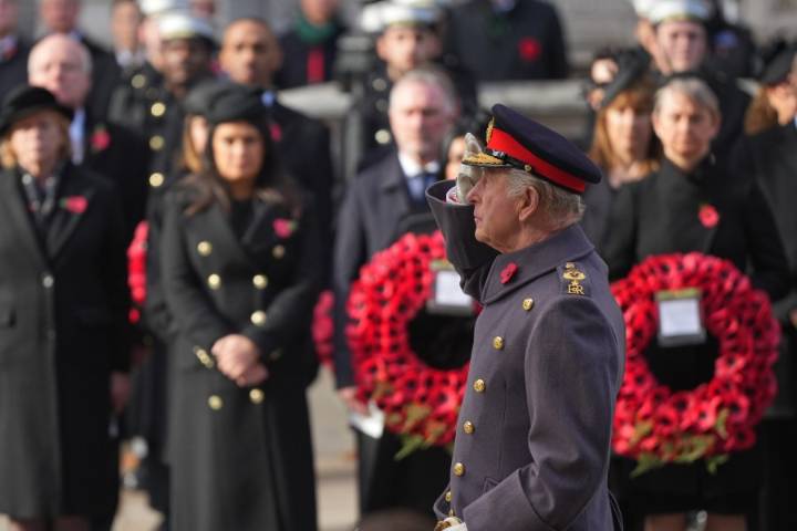 King Charles III leads Britain's Remembrance Sunday ceremony for war dead