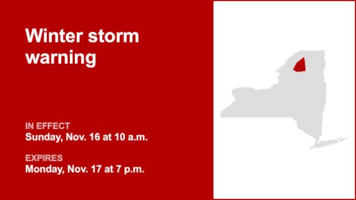 Winter storm warning for Southeastern St. Lawrence until Monday evening