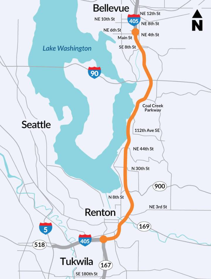 Southbound I-405 closures this weekend in Renton