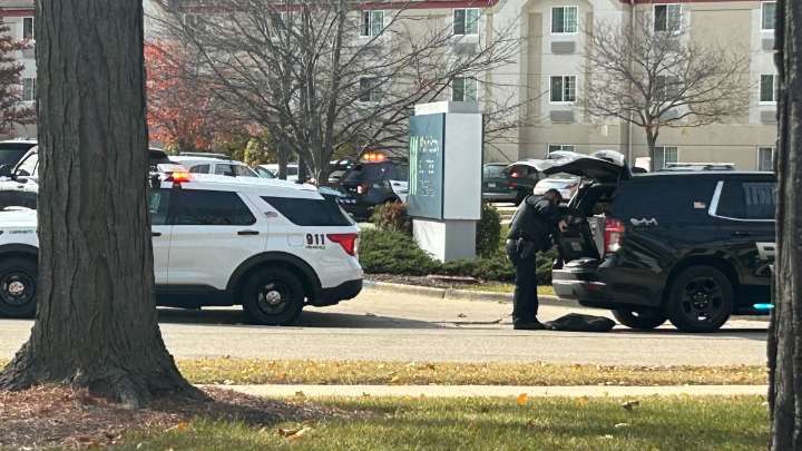 Heavy police presence outside Wheeling hotel near university