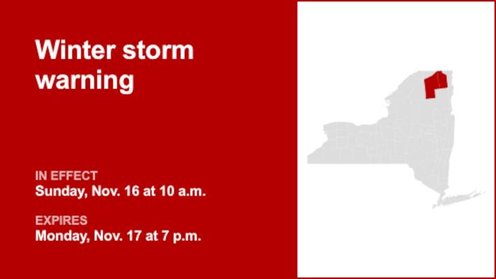 NY weather: Franklin and Clinton counties under a winter storm warning until Monday evening