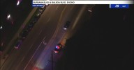 Los Angeles police pursue speeding driver in the San Fernando Valley