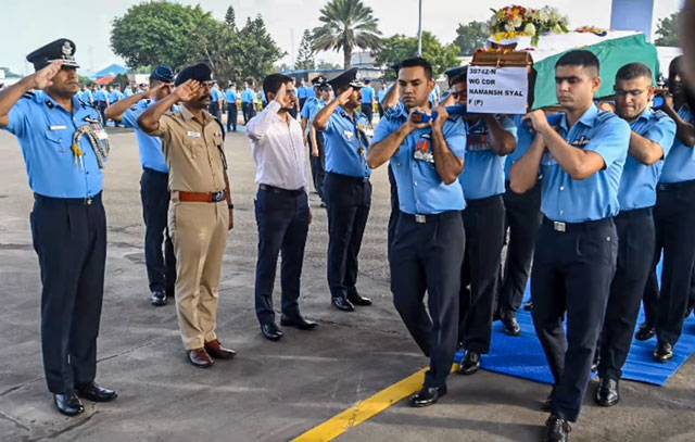 Tributes paid to wing commander Namansh Syal in Coimbatore