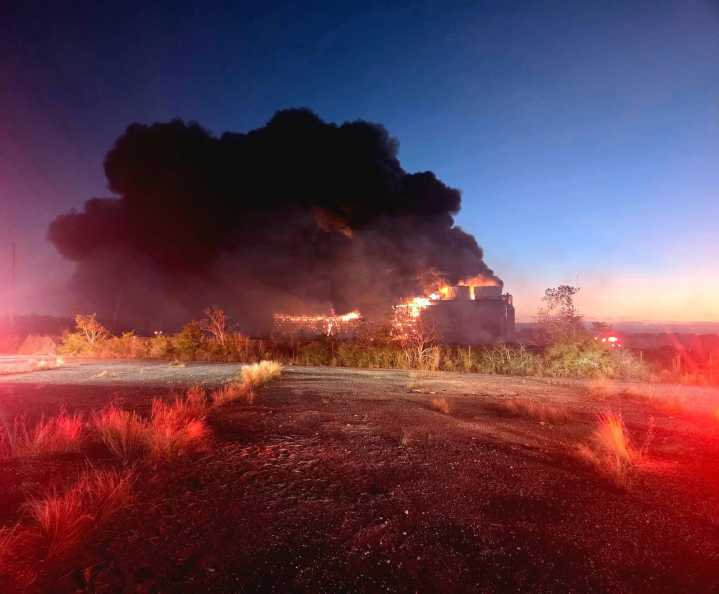 Massive fire burns at decommissioned Texas power plant