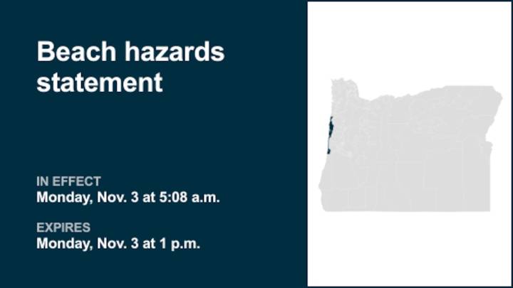 Beach hazards statement for Central Coast of Oregon until Monday afternoon