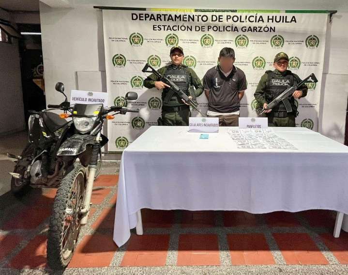 Capturan a hombre que distribuía panfletos extorsivos en zona rural entre Garzón y Gigante