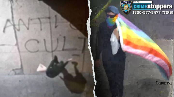 NYPD seeks Pride-flag-carrying suspect who vandalized 3 churches with graffiti