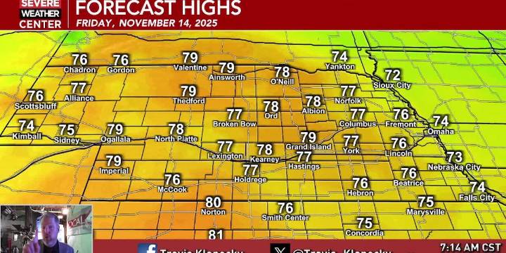 Mild temperatures continue, with record high potential coming on Friday