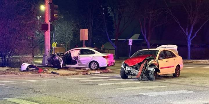 1 hospitalized after 2-car crash in Northwest Omaha