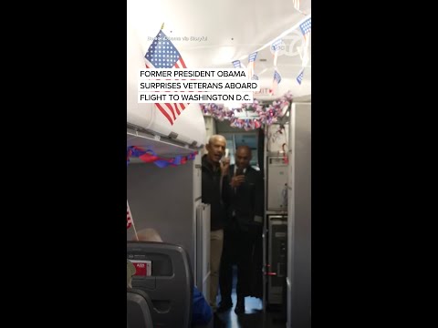Obama surprises veterans on flight to DC with special salute