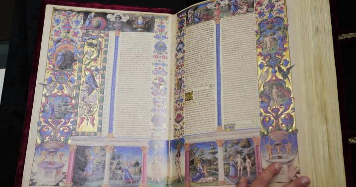 One of the most spectacular Renaissance illuminated manuscripts, a bible, on rare display in Rome