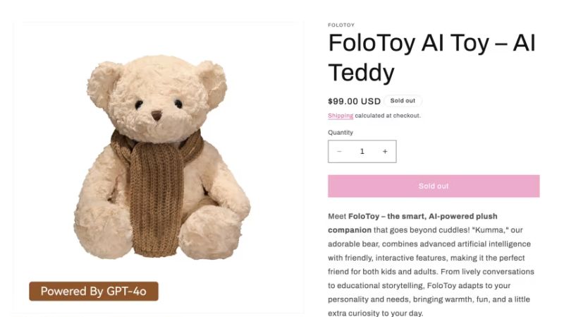 Suspenden la venta de un peluche con IA que dio consejos sobre prácticas sexuales de BDSM y dónde encontrar cuchillos