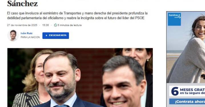 La prensa internacional apunta a Sánchez tras la detención de Ábalos: «Nuevo golpe al presidente del Gobierno»