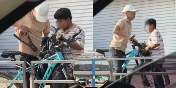 Surquillo: Roban bicicleta en Open Plaza Angamos en segundos frente a central de vigilancia y a plena luz del día