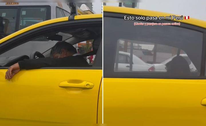 Taxista peruano y pasajero se quedan dormidos en pleno tráfico en Lima y escena se vuelve viral