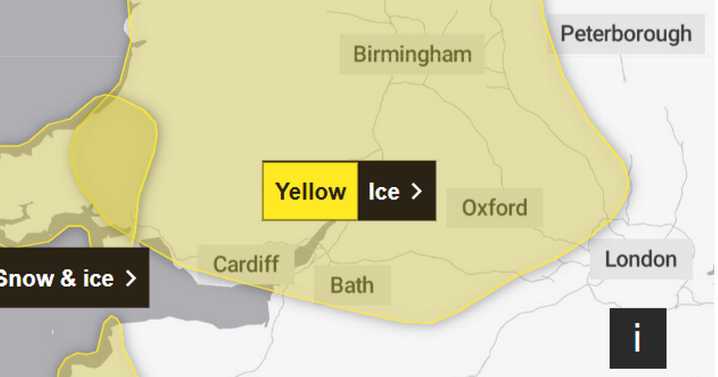 New Met Office 11 hour yellow warning for ice and 'hill snow' for Coventry and Warwickshire