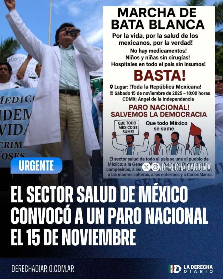 El sector salud de México anuncia paro nacional para el 15 de noviembre