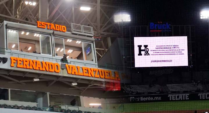 Dedican un minuto de silencio a víctimas del incendio de Waldo’s en juego de Naranjeros de Hermosillo en Estadio Fernando Valenzuela
