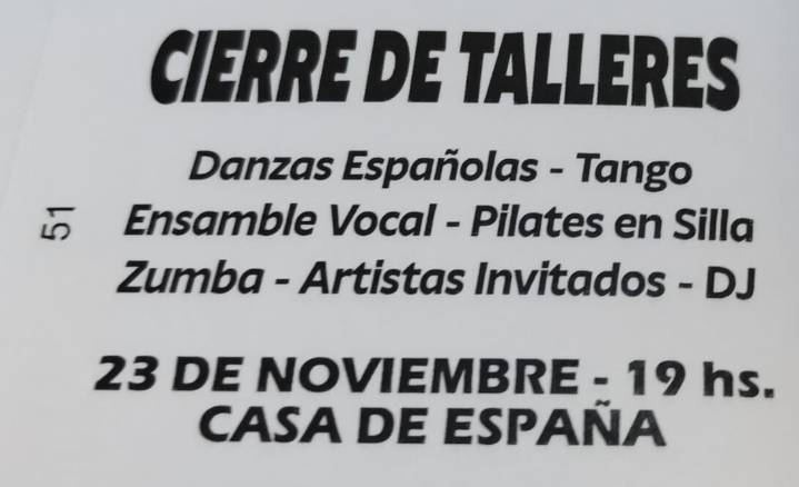 Cierre de Talleres en la Casa de España