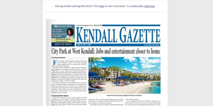 City Park: Jobs and entertainment closer to home