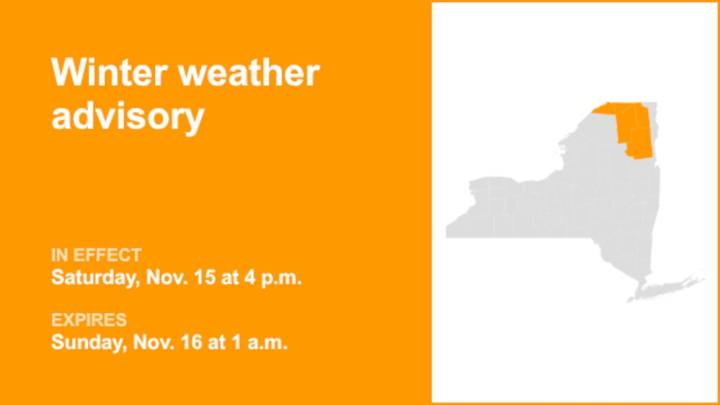Winter weather advisory in place for North Country for Saturday and Sunday