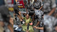 Kavitha detained during Singareni Bhavan protest in Hyderabad