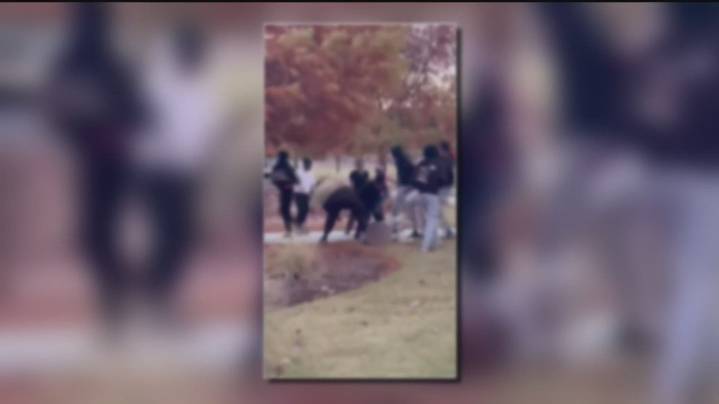 Video captures a group attacking a person at Jonesboro park next to the police department