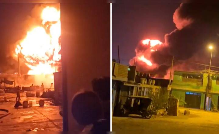 Gigantesco incendio consume almacén en Chosica: al menos 15 unidades de bomberos luchan en la emergencia