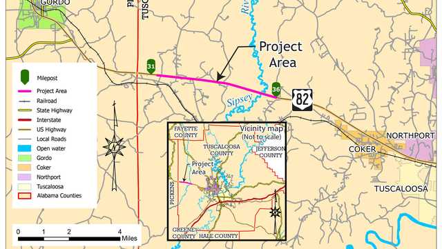 Highway resurfacing project planned for U.S. 82 in Tuscaloosa County