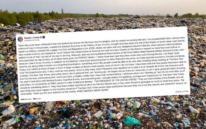 Trump calls NYT health reporting "treasonous," says paper should "cease publication"