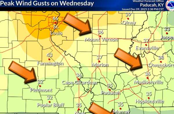 40 MPH wind gusts possible tonight, Wednesday