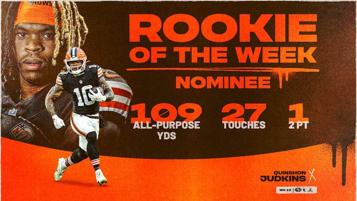 Quinshon Judkins nominated for NFL Rookie of the Week for Week 13