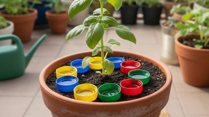 El truco de las tapitas de botella alrededor de las plantas: cómo usarlo