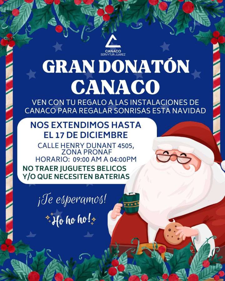 Extienden hasta el 17 de diciembre Donaton Canaco