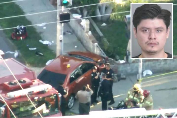 8 high school track athletes injured during training run after car veers onto sidewalk in suspected DUI crash