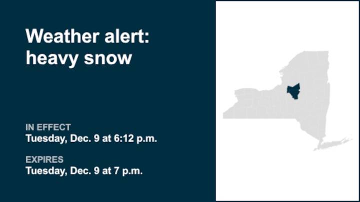 NY weather: Weather alert issued for heavy snow in Oneida County Tuesday evening