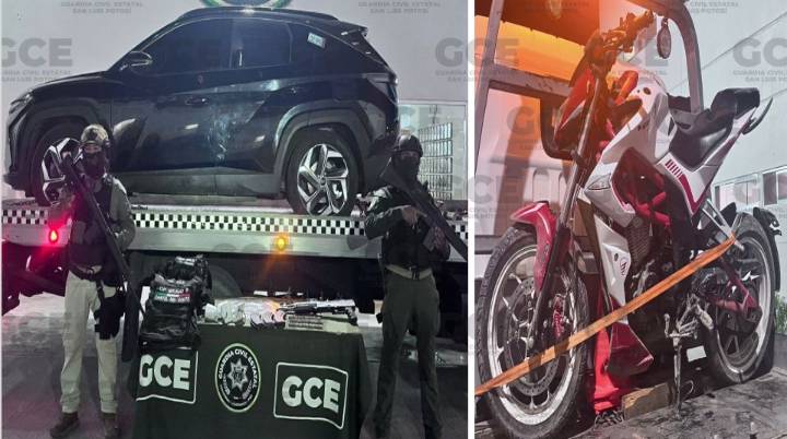 Aseguran armas y vehículos durante operativo en San Vicente Tancuayalab