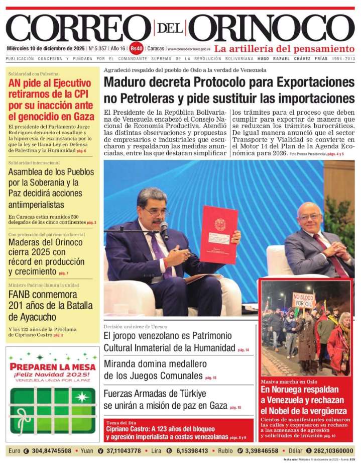 Edición Impresa Correo del Orinoco N° 5.357
