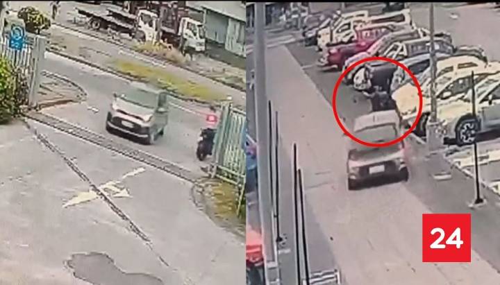 VIDEO: dos guardias fueron atropellados por sujeto que se dio a la fuga