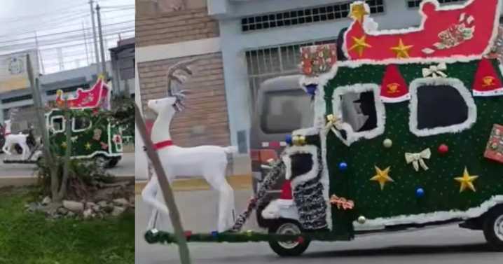 Mototaxista convierte su unidad en trineo y causa furor en redes: "En Perú no te aburres"
