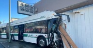 AC Transit bus plows into building in Oakland after collision with another vehicle