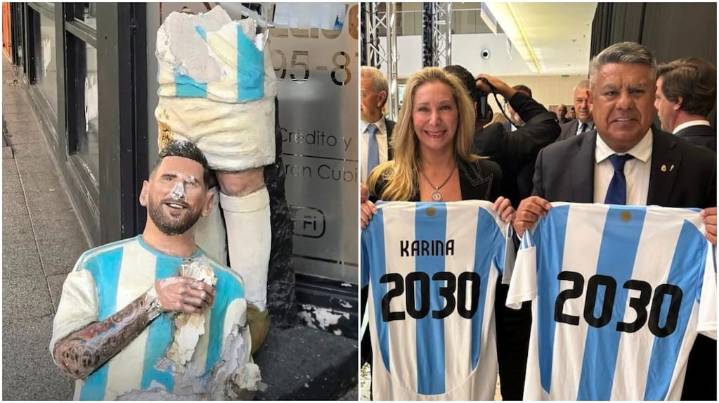 En medio de la disputa entre “Chiqui” Tapia y el Gobierno, destrozaron una estatua de Messi